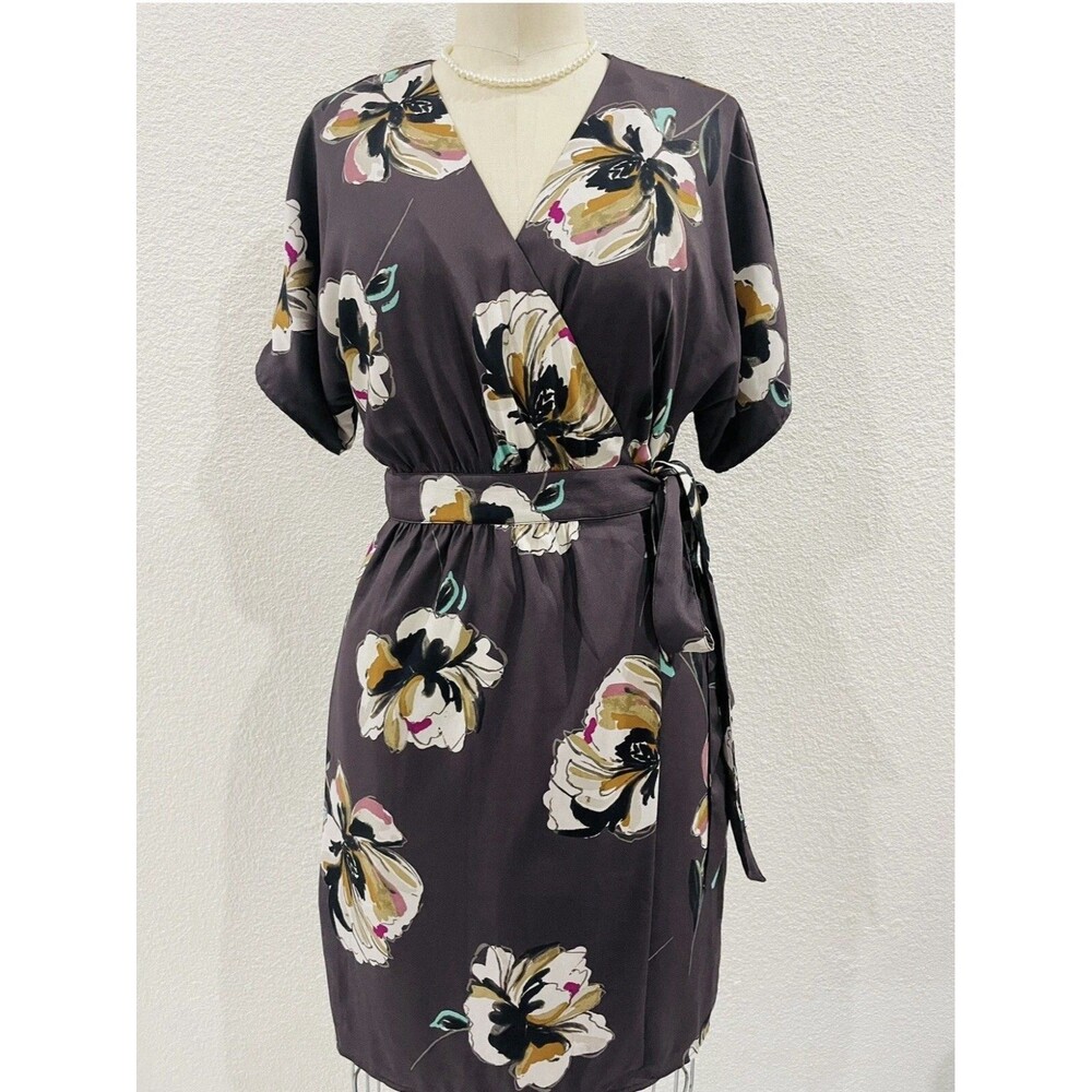 Ann Taylor Petite Wrap Floral Dress Career Business Evening Size XL